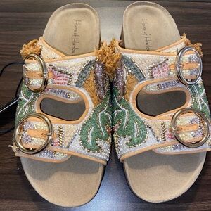 House of Harlow 1960 Women’s Size 8 Embellished Beaded Sequin Multicolor Sandals